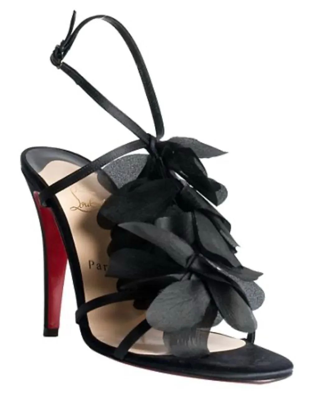 Authentic Christian Louboutin Crepe Satin Petal T-Strap Sandals - Size 40